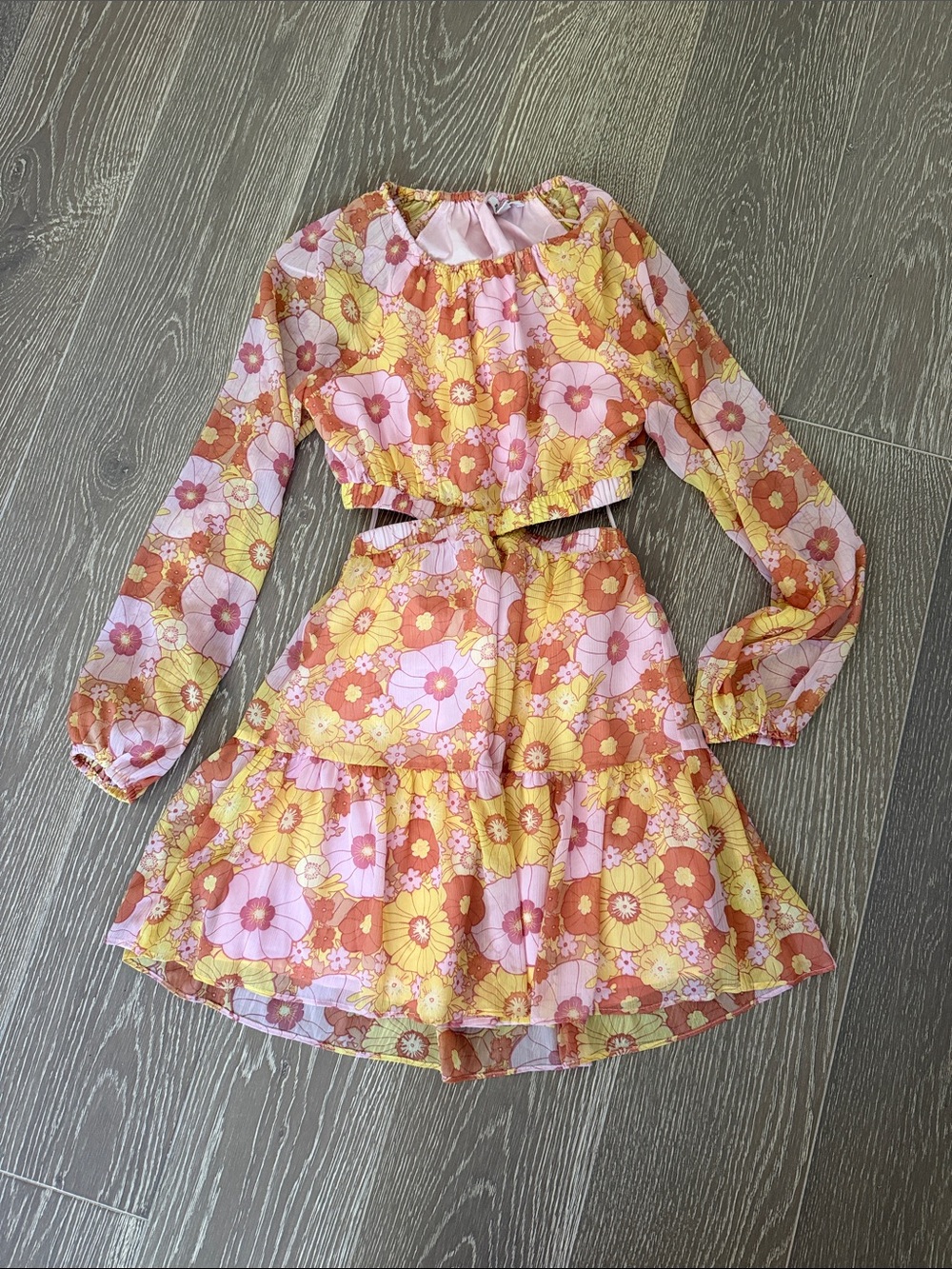 Steve Madden Pink & Yellow cut out dress